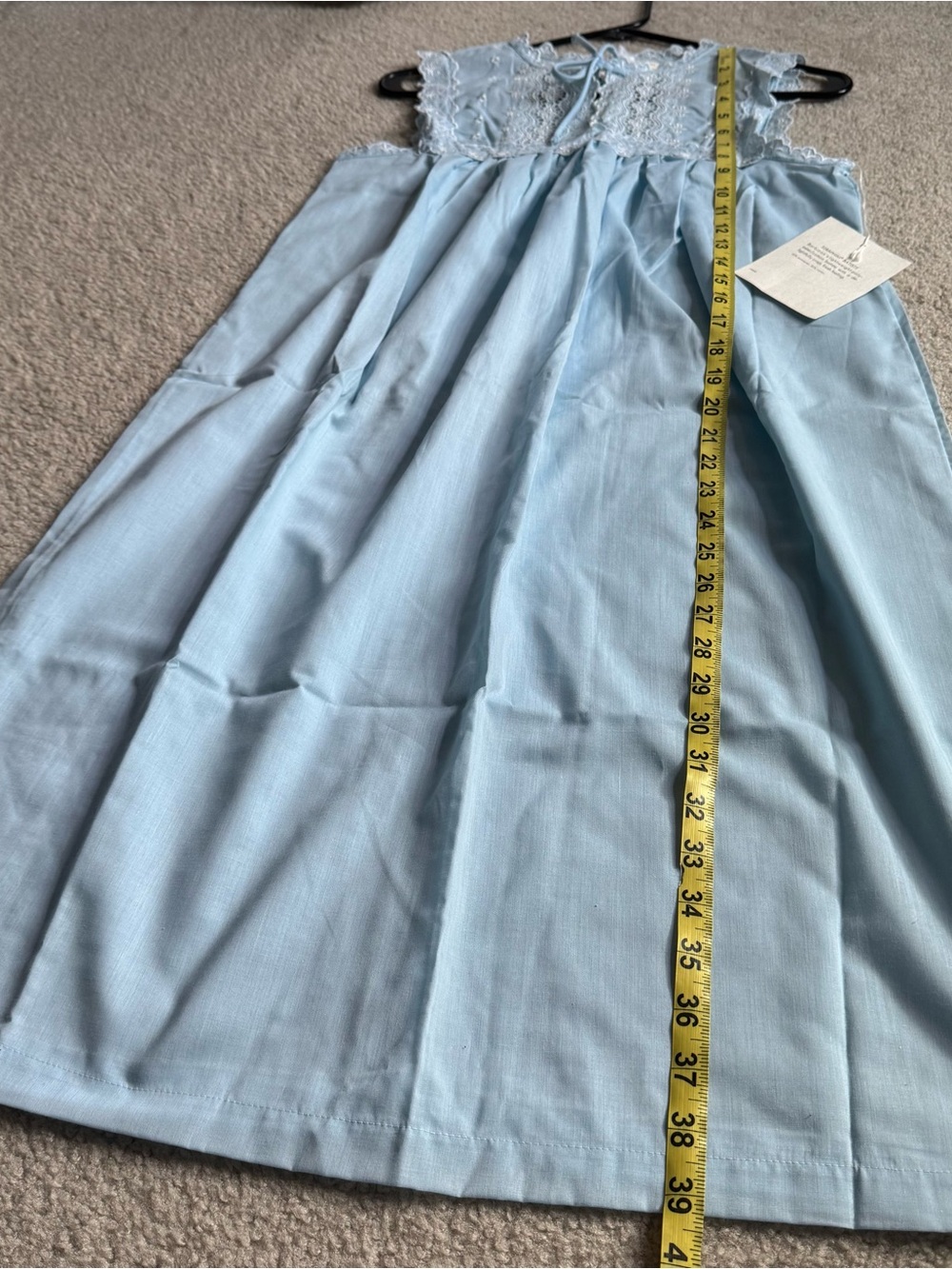 NWT Vintage Barbizon Nightgown Blue Lace Eyelet Bodice Cottagecore Prairie 80s - Picture 10 of 10